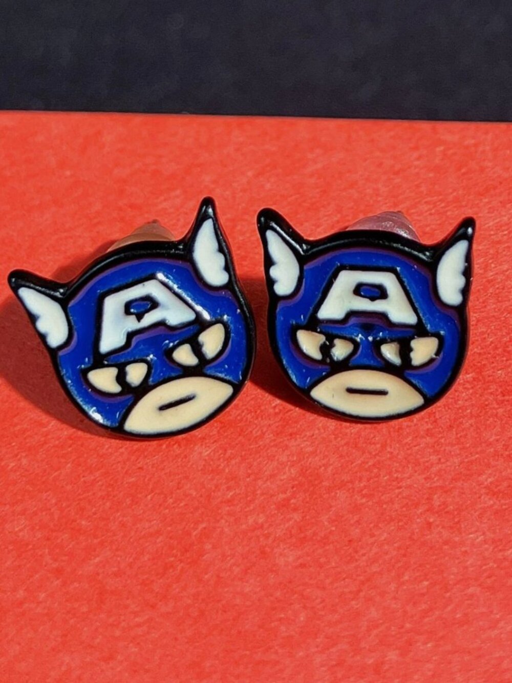 Captain America Stud Earrings Super Hero ~ Hypoallergenic